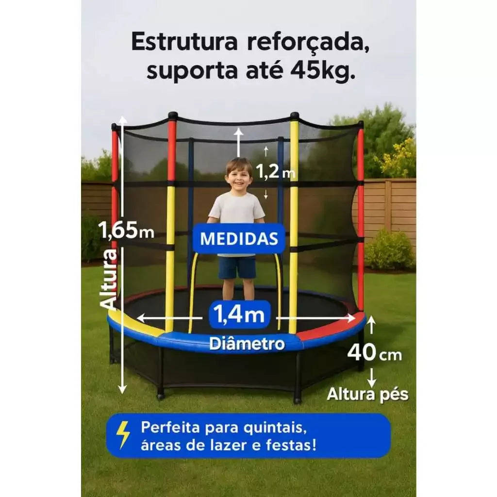 Cama Elastica Infantil Pula Pula C/ Rede de Proteção