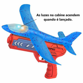 Lançador de Aviões com Aviãozinho Planador Premium com Luz Brincar no Parque - Futuro