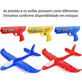 Lançador de Aviões com Aviãozinho Planador Premium com Luz Brincar no Parque - Futuro